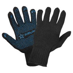 Перчатки трикотажные ПШ с ПВХ покрытием, черные, (5 пар) 7 класс/72г., мод. 701(ADWG039)