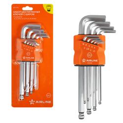 Набор ключей шестигранных с шаром 9 пр. (1.5-10мм) пласт.подвес (AT-9-16)