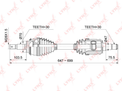 ШРУС TOYOTA PRADO(J120) 2.7-3.0D 02> нар. CO-7544