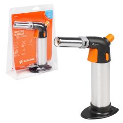 Горелка газовая, портативная с баллоном, пьезоподжиг,рег.воздуха, стопор, керамика, сопло D22мм (ADGT017)