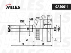 GA20011 ШРУС AUDI 80 1.8-2.3 86-91 нар.(ABS)