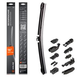 Щетка стеклоочистителя бескаркас PRO 400мм (16") 10 адаптеров (AWB-BK-410)