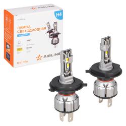 Лампa светодиод., H4, 12В, 17Вт, 3000К (Желт.), 4000Лм, для рефлект./линз. оптики, кмпл. 2 шт., STANDART (AEAR014)