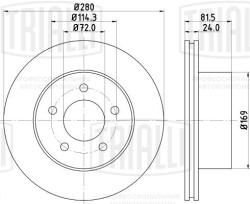 Диск торм. для а/м Jeep Cherokee (91-)/Jeep Grand Cherokee (92-) перед. d=280 (DF 073206)