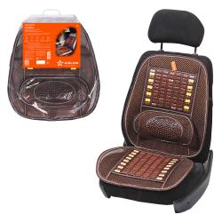 Накидка деревянная на перед. сиденье с поддержкой спины, массажная, цвет желт./коричн.(ADCS002)