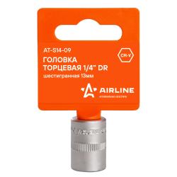 Головка торцевая 1/4" шестигранная 13мм пласт.подвес (AT-S14-09)