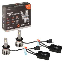 Лампa светодиод., H7, 12/24В, 50Вт, 6000К (Бел.), 9200Лм, для линз. оптики, кмпл. 2 шт., PRO (AEAR207)