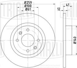 Диск торм. для а/м Renault Logan (04-) перед. d=259 (для а/м с ABS) (перф/слот/окраш) (DF 001s) PRO