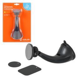 Держатель для телефона автомобильный на торпедо/лоб. стекло магнитный прорезиненный (AMS-U-14)