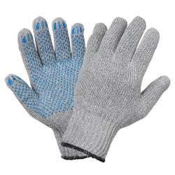 Перчатки трикотажные ХБ с ПВХ покрытием, двойн., серые, (5 пар) 7,5 класс/125г., мод.602 (ADWG031)