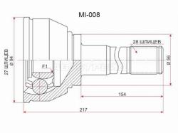 Шрус (Спереди/ Наруж) Mitsubishi Delica 90-99 / L200 86-06 / Pajero 81-00 / Pajero Sport 96-08