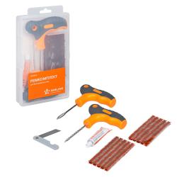 Ремкомплект для б/к шин в кейсе прорезин.ручки (клей, шило:для жгута+спиральное, жгуты 5 шт., нож) (ATRK-8)