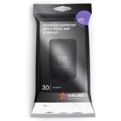 AIRLINE ANMS04 Салфетки влажные для стекол, фар и зеркал PRO (30 шт.)