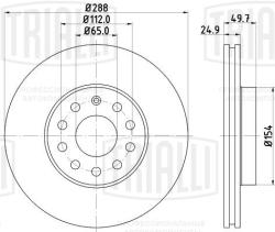 Диск торм. для а/м Skoda Octavia A5 (04-)/Yeti (09-) перед. d=288 (перф/слот/окраш) (DF 279s) PRO