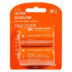 AIRLINE D-02 Батарейки LR20/D щелочные 2 шт. блистер