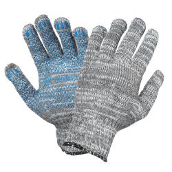 Перчатки трикотажные ХБ с ПВХ покрытием, серые, (5 пар) 7,5 класс/75г., мод.604 (ADWG037)