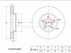 Диск тормозной (Перед) Toyota Wish 03-09