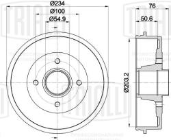TRIALLI TF 224026 Барабаны тормозные для автомобилей Renault Kangoo (97-) с колёсным подшипником