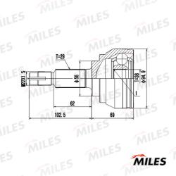 GA20711 ШРУС NISSAN MURANO Z50/Z51 3.5 05- пер.нар. AWD