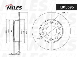 K010595 Диск тормозной AUDI A4 1.6-3.2 00- задний D 245мм.