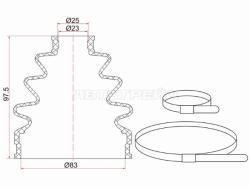 Пыльник шруса наружный FR HONDA CR-V RD1 (2 хомута. резина)