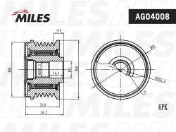 Муфта свободного хода HYUNDAI ix35/SANTA FE/KIA SORENTO/SPORTAGE 2.0D/2.2D 09- AG04008