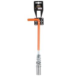 Ключ свечной L-образный карданный 16мм, 250мм с пружиной, резиновый фиксатор (AK-S-12)