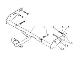 Фаркоп тип шара H Granta (сед., л/б) / Kalina (сед., ун., Cross) / 2117ун.(до 2013г) / 2118сед.(до 2 VAZ-61