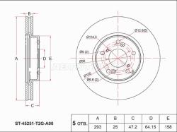 Диск тормозной (Перед) Honda Accord 12-20 / Civic 00-17 / CR-V 01-06 / Stream 00-14