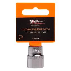 AIRLINE AT-S38-08 Головка торцевая 3/8" DR шестигранная 15мм пласт. подвес