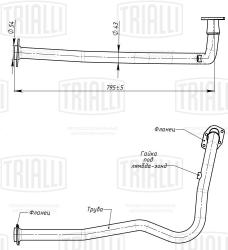 TRIALLI ERP 0111 Труба приёмная для автомобилей Лада 2123 (04-) 1.7i ЕВРО-2 (алюминизированная сталь)