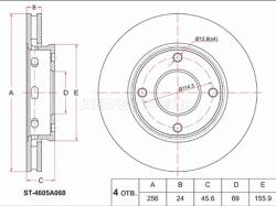 Диск тормозной (Перед) Mitsubishi Colt 02-12