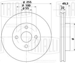 Диск торм. для а/м Toyota Corolla (01-) перед. d=255 (окраш.) (DF 270065)