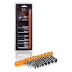 AIRLINE AT-9-25 Набор головок торцевых 1/4" DR шестигранных глубоких 9пр. (6,7,8,9,10,11,12,13мм, карданный шарнир)