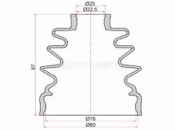 Пыльник шруса наружный MAZDA 3 03-11/MITSUBISHI LANCER X  (2 хомута. резина)