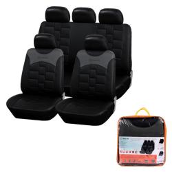 AIRLINE ACS-UEL-05 Чехлы для сидений универсальные "MONARCH", 11 пред., искусст.кожа, цвет черн./сер.