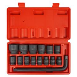 Набор головок ударных 1/2"DR L=38мм, 15пр. (8-32мм, Г-вороток) пласт.кейс. (ATAS072)