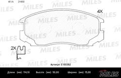 E100362 Колодки тормозные MITSUBISHI COLT/LANCER 1.3-1.6 88-03 передние SemiMetallic