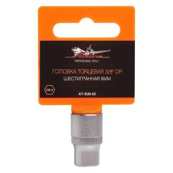AIRLINE AT-S38-02 Головка торцевая 3/8" DR шестигранная 9мм пласт. подвес