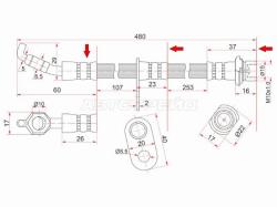 Шланг тормозной перед (Таиланд) TOYOTA COROLLA/SPRINTER/LVN/CRE/TRN/MRN/CARIB/SPACIO 92-01 LH=RH