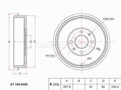 Барабан тормозной RENAULT GRAND SCENIC 05-09/FIAT DOBLO 01-09