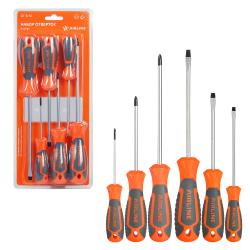 Набор отверток 6 предметов (SL4х100мм,SL5х100мм,SL6х150мм,PH0х75мм,PH1х100мм, PH2х150мм), коробка (AT-6-14)