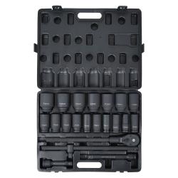 Набор головок ударных 3/4"DR L=90мм, 21пр. (22-50мм) пласт.кейс (ATAS411)