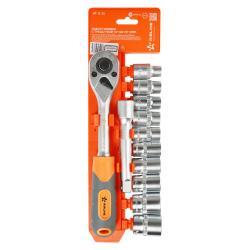 Набор головок 1/2" шестигранных с трещоткой 72Т 12пр. (10-24мм, удлинитель 125мм) (AT-12-36)