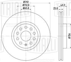 Диск торм. для а/м Skoda Octavia A7 (13-)/VW Tiguan (07-) перед. d=312 (перф/слот/окраш) (DF 280s) PRO