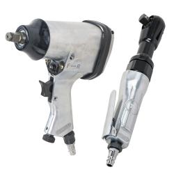 Гайковерт пневматический 1/2"DR 330Нм, трещотка 1/2"DR 61Нм, набор с головками 17 пр. кейс (ATAZ100)