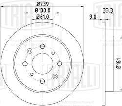 Диск торм. для а/м Honda Jazz (08-) зад. d=239 (окраш.) (DF 062206)