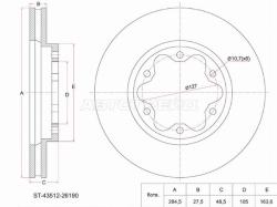 Диск тормозной (Перед) Toyota Hiace 04-20 / Land Cruiser Prado (J120) 02-07 / Regius Ace 04-20