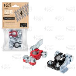 Клеммы АКБ в комплекте цинк с покрытием, прижимная планка (SBT 021)