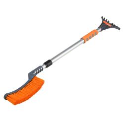 Щетка от снега и льда с телескоп. рукояткой и мягкой щетиной "Волна" + скребок (89-135см) (ABRN020)